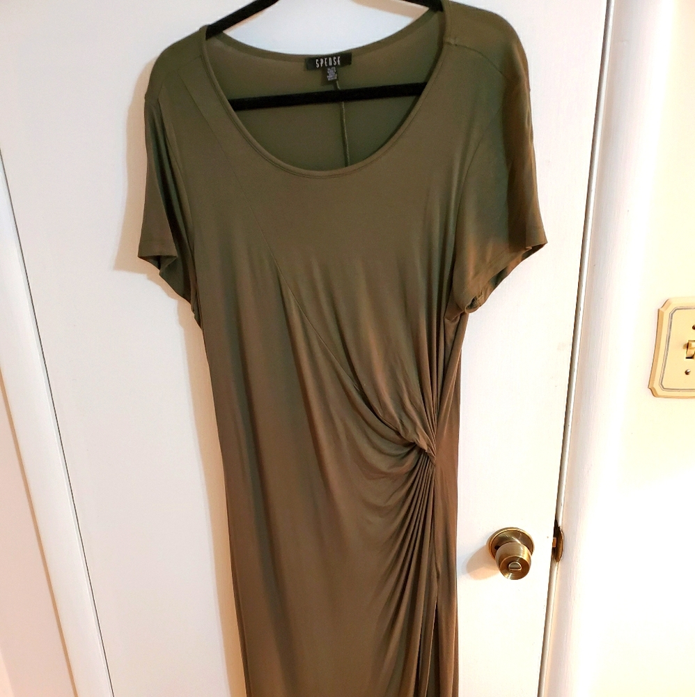 Green twist front maxi dress